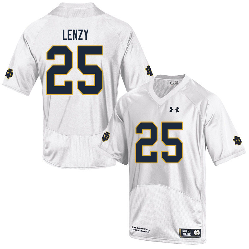 Men's NCAA Notre Dame Fighting Irish #25 Braden Lenzy Stitched College Under Armour Authentic White Football Jersey QR10E45DE